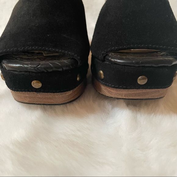 Free People Black Suede Peep Toe Platform Clog Sandals NWT, Size 7 - Picture 6 of 16